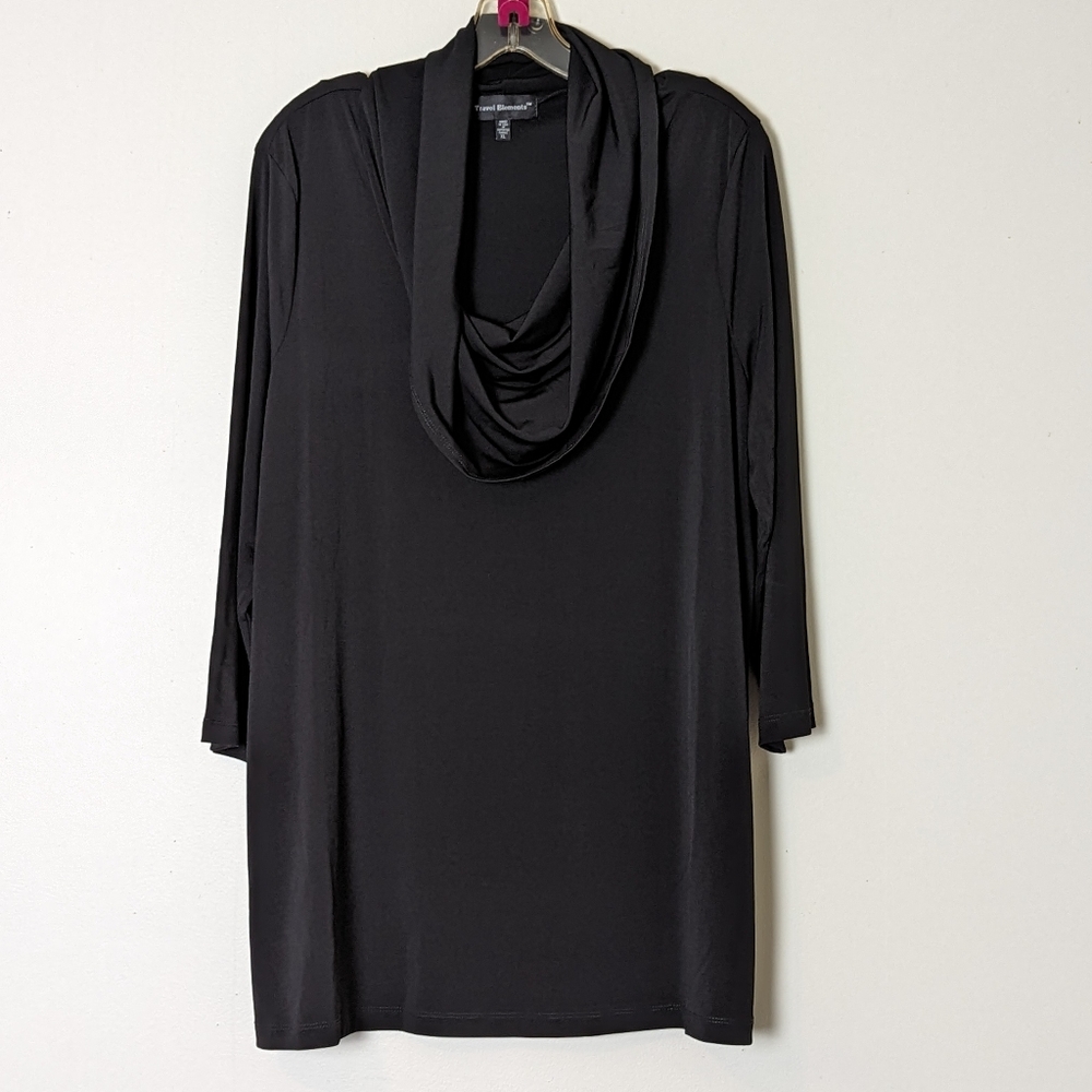 Black Cowl Neckline Tunic Top - Picture 4 of 4